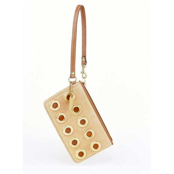 NWT Coach Suede Eyelet Large Phone Wristlet Pouch CAMEL - Picture 4 of 10